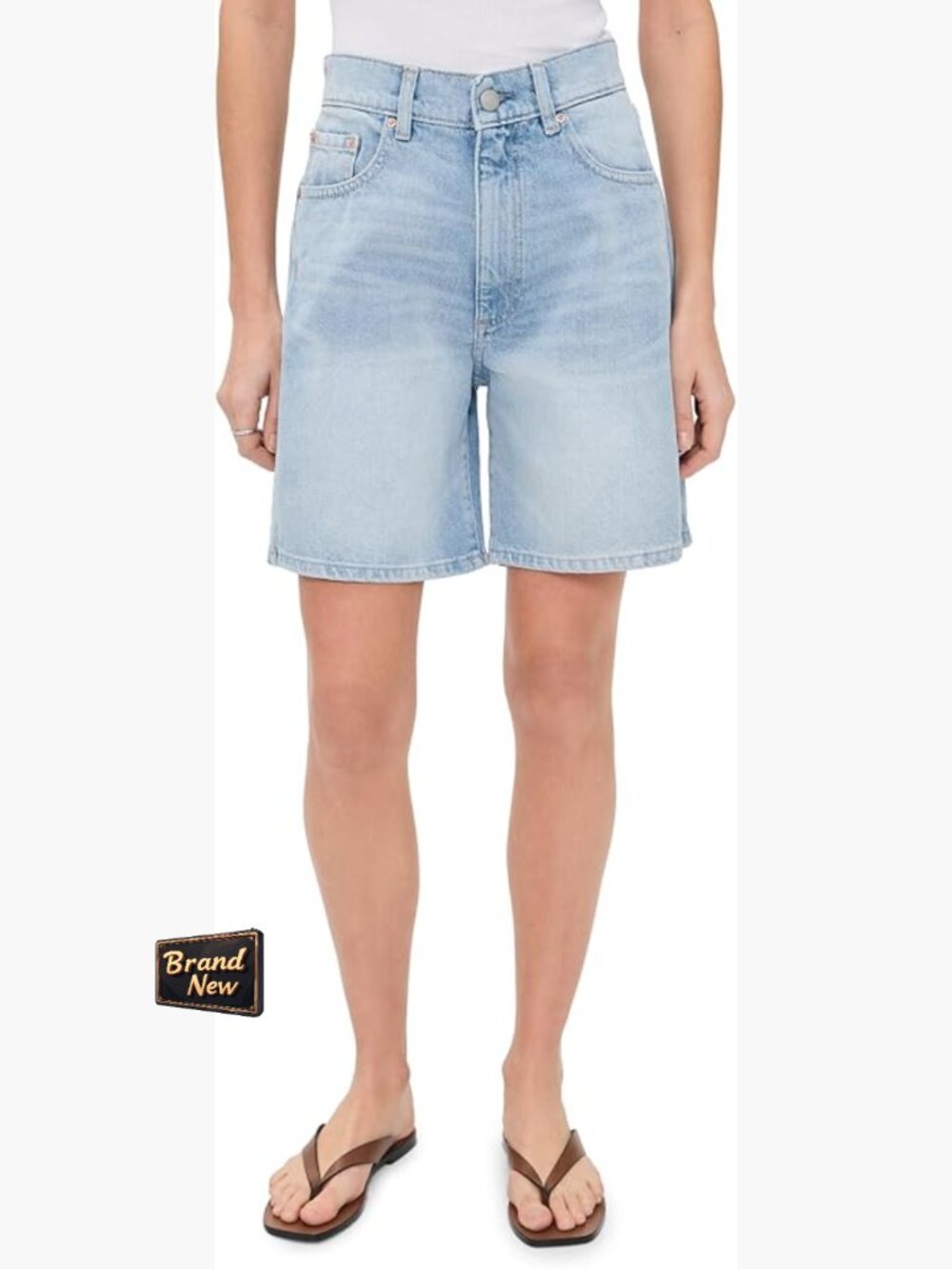 Relaxed High Rise Denim Shorts Women's Casual 5-Pocket